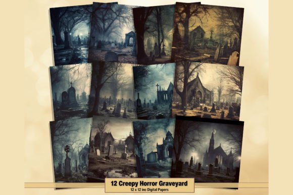 Download Creepy Horror Graveyard Digital Papers - Horror Collection