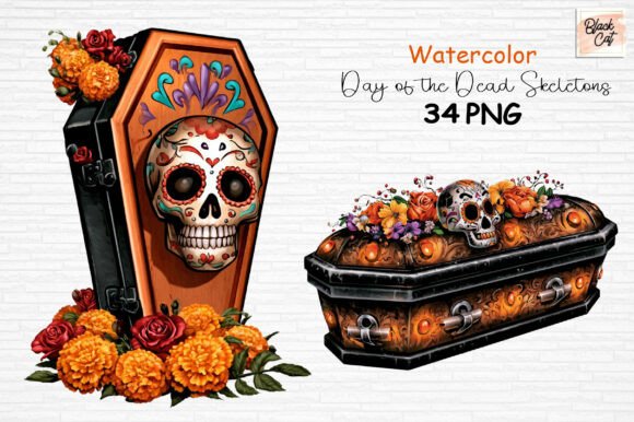 Download Watercolor Day of the Dead Skeletons PNG - Dead Collection